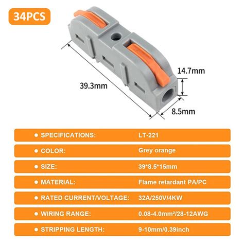 34Pcs Universal Connection Terminals, Circuit Inline Splices Electric ...