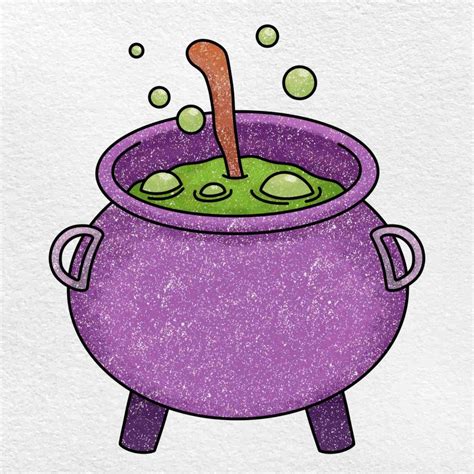 Halloween Cauldron Drawing - HelloArtsy