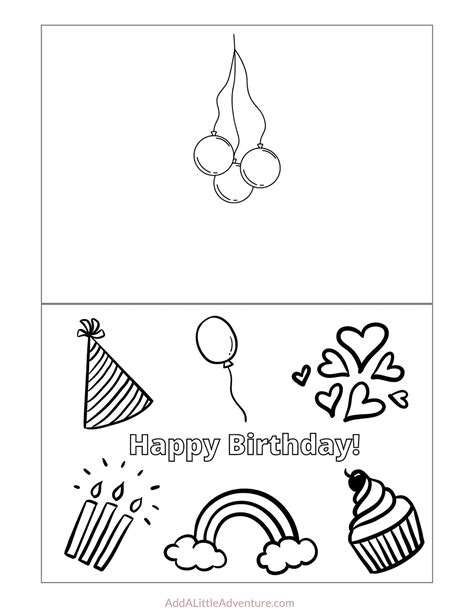 Foldable Printable Birthday Cards to Color - Add A Little Adventure