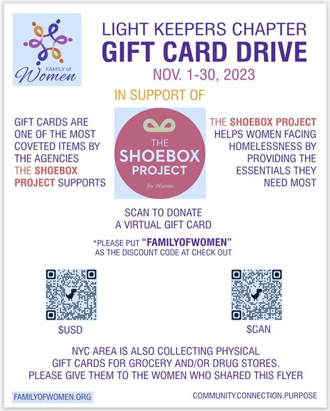 The Shoebox Project - Gift Card Drive - Family of Women