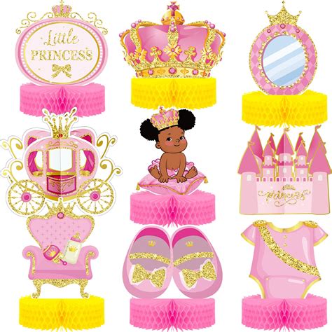 Buy 9 Pcs Royal Princess Honeycomb Themed Centerpiece Baby Shower ...