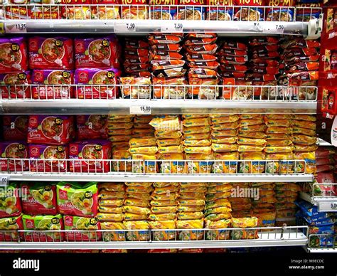 ANTIPOLO CITY, PHILIPPINES - MARCH 15, 2018: Assorted instant noodles on display on a shelf ... - market share of noodles in india