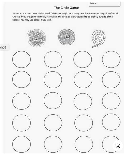 Circle Drawing Game - Art Worksheets Printables | Art worksheets, Art ...