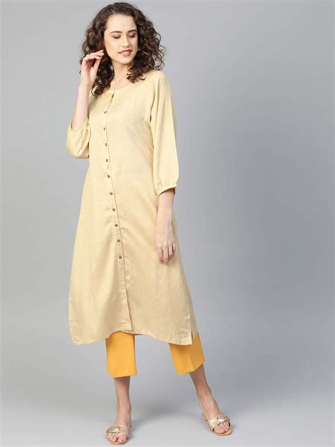 Buy Shree-The Indian Avatar Women's Rayon Solid Kurta(19363 TR_Beige ...