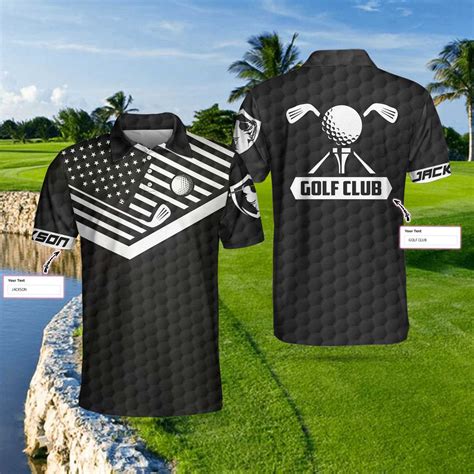 Golf Ball And Golf Club Custom Polo Shirt, Personalized Black American ...