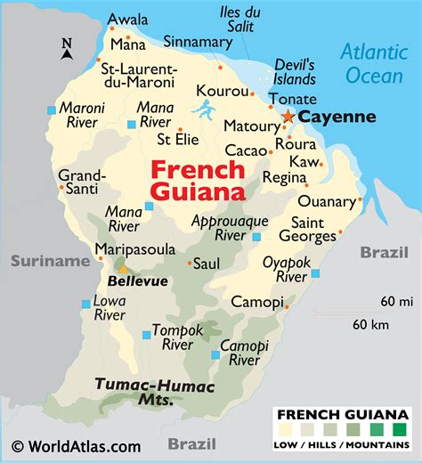 French Guiana Map / Geography of French Guiana / Map of French Guiana - Worldatlas.com