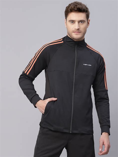 JUMP USA Men Black Solid Active Wear Jacket
