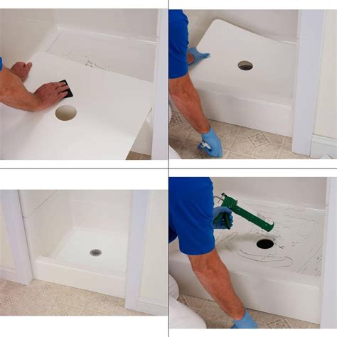 22 In. W X 40 In. L Shower Floor Repair Inlay Kit, White | Kit Bathtub ...