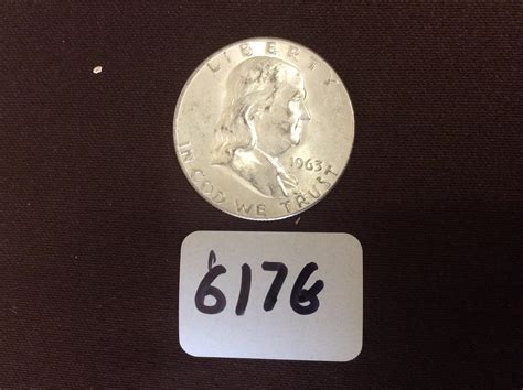 Lot - 1963 D US Silver Benjamin Franklin Half Dollar Coin