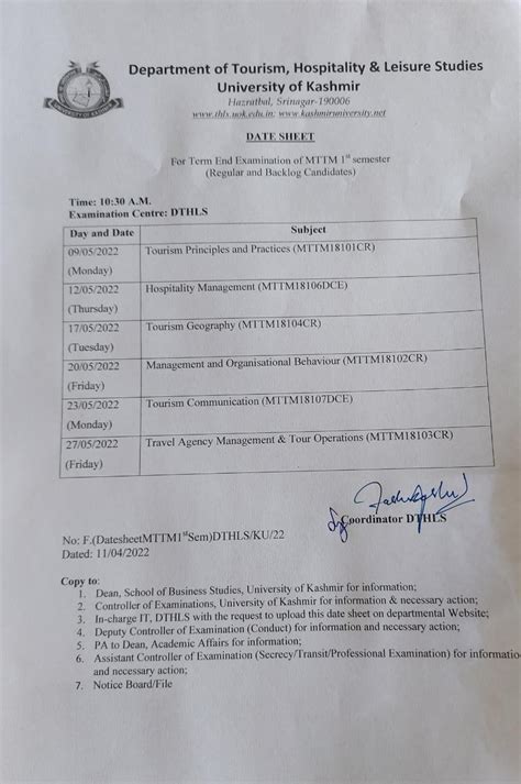 Tourism, Hospitality & Leisure Studies, University of Kashmir