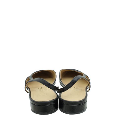 Chanel Black Half D'Orsay Flat Slingback 38.5 – THE CLOSET