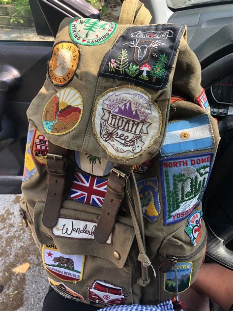 Travel backpack patches | Canvas backpack aesthetic, Patchwork outdoors ...