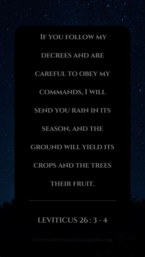 Reward for Obedience, LEVITICUS 26 : 1 - 13