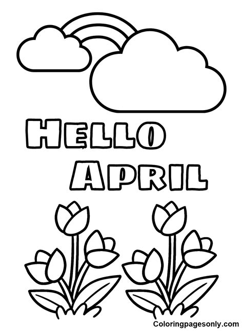 April Coloring Sheet For Kids