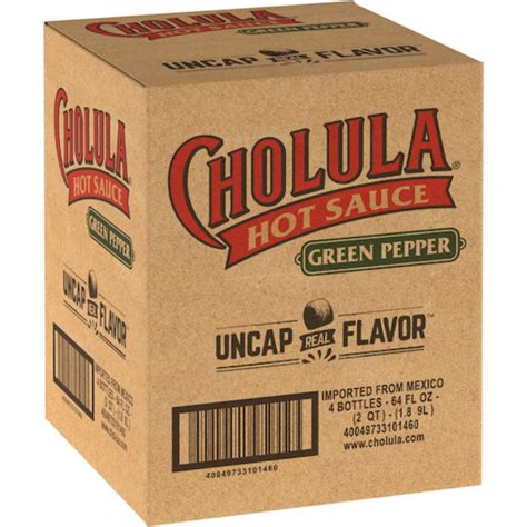 Cholula Green Pepper Hot Sauce Bottle, 64 Fluid Ounces, 4 Per Case