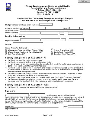 Texas Sludge Transporter Registration Form - Blank Fillable Template ...