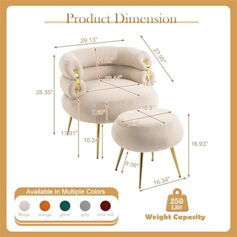 Antetek Modern Velvet Accent Chair with Ottoman, India | Ubuy