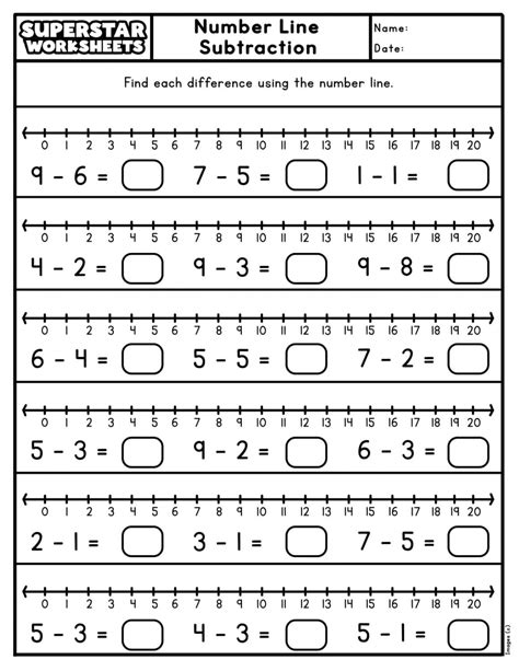 Number Line Subtraction - Superstar Worksheets - Worksheets Library