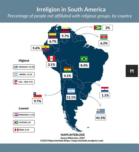 Irreligion in South America : r/MapPorn