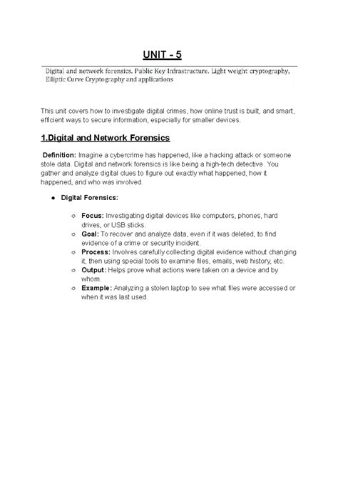 Digital Forensics and Lightweight Cryptography Overview (Unit 5) - Studocu