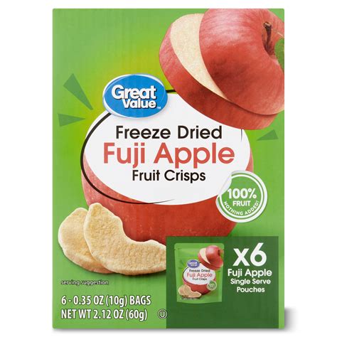 (4 pack) Great Value Freeze Dried Apple Crisps, Multi Pack, 6 Count, 0.35 oz. - Walmart.com