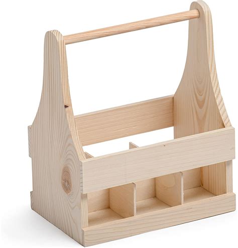 Rustic Wooden 6-Bottle Carrier Caddy