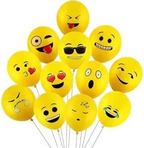 YNS CRAFTS STOCK™ Printed Emoji Balloons Latex Yellow Emoji Smiley ...