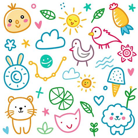 Hand drawn colorful cartoon animal and nature illustrations | Premium ...