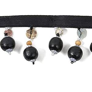Expo International Wooden Ball Beaded Fringe Trim, 10 yd, Black ...