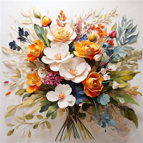 Premium Photo | Flower bouquet oil painting