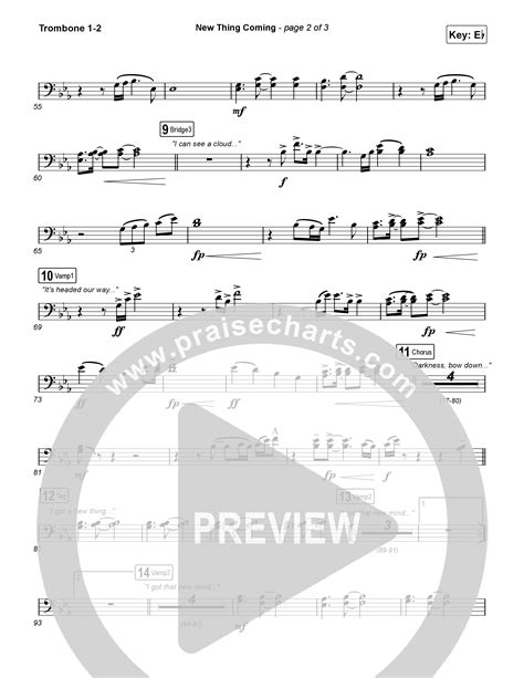 New Thing Coming Trombone Sheet Music PDF (Elevation Worship / Steven ...