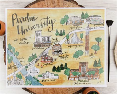 Purdue University Yellow Campus Map Print – Two Tulips Boutique