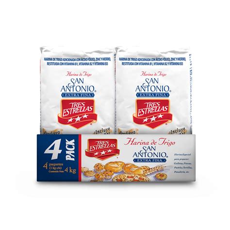 Harina de Trigo Tres Estrellas 4 pack de 1kg | Costco México