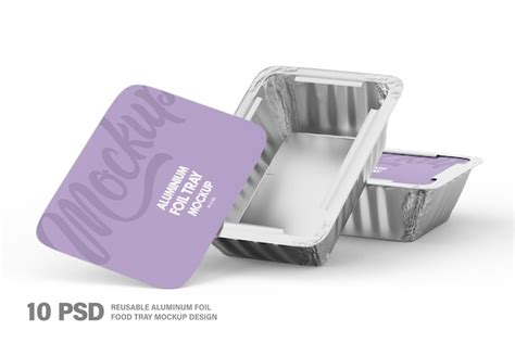 Takeaway food packaging aluminum foil tray mockup | Premium PSD
