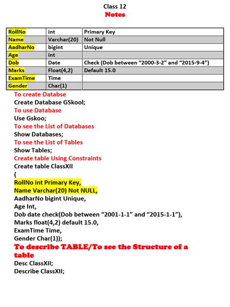 Class 12 SQL by Tech Queen/Full Lecture 的图像结果