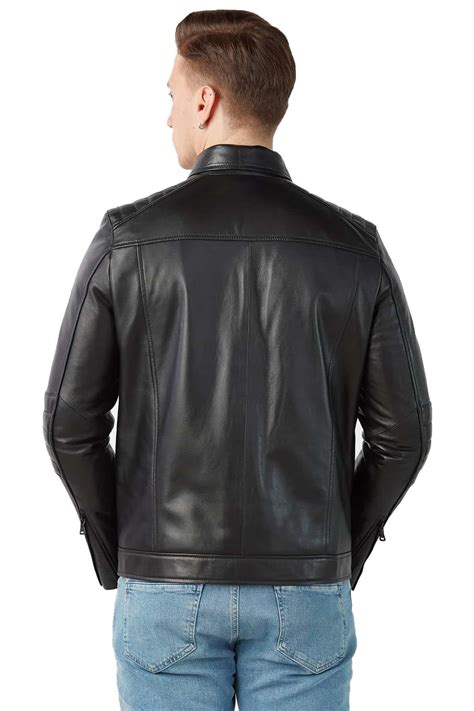 Carlo Men's 100 % Real Black Leather Jacket