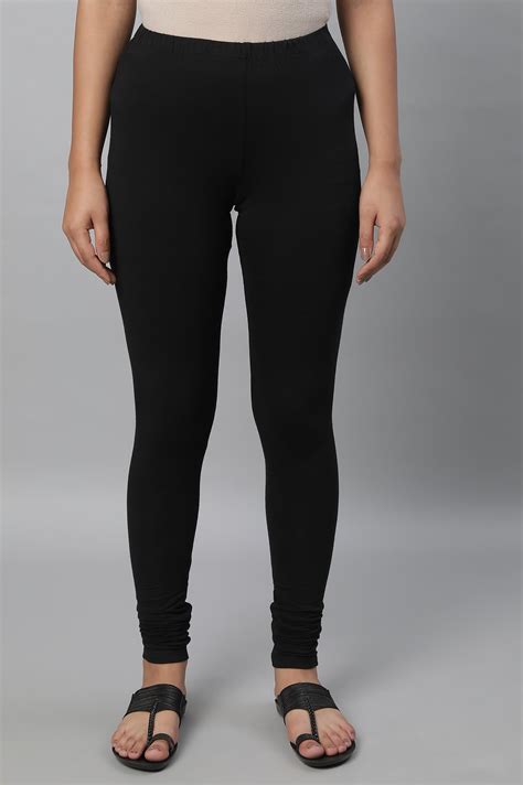 Buy Black Cotton Lycra Churidar Online for Woman | Shop for Aurelia