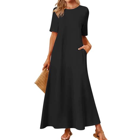 Summer Xqxayjr Casual Swing A Line Maxi Long T Shirt Dresses for Womens ...