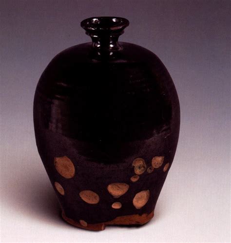 M06032·043[AE015] 黑釉小敞口梅瓶-西夏文物-图片