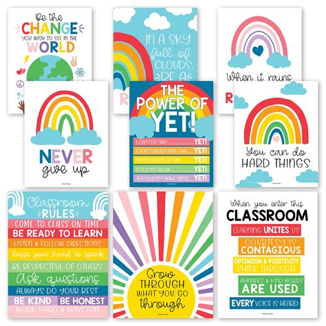 Hadley Designs Motivational Posters For Classroom 9 Growth Mindset Wall ...