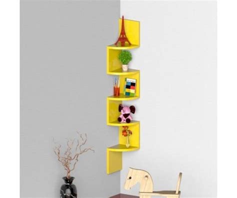 Buy Wooden Fancy Zigzag Wall Mount Floating Corner Wall Shelf Online ...