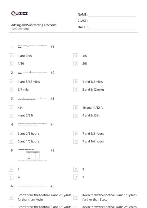 50+ Adding and Subtracting Fractions worksheets for 5th Class on ...