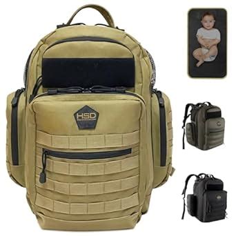 HSD Tactical Diaper Bag Backpack + Changing Pad, Insulated Pockets ...