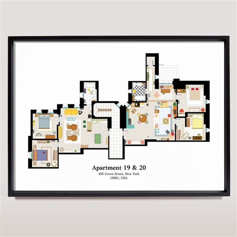 FRIENDS TV Show Floor Plan: Monica, Rachel, Chandler, Joey, Apartment ...