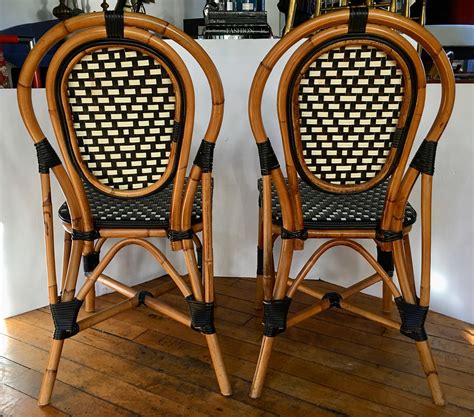 French Style Parisian Cafe Bistro Rattan Dining Chairs, Pair at 1stDibs ...