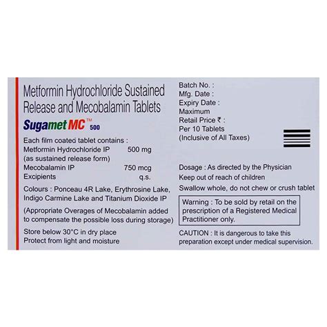 Sugamet MC 500 Tablet 10's Price, Uses, Side Effects, Composition ...