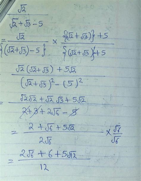 rationalize the denominator root 2 upon root 2 + root 3 minus root 5 ...