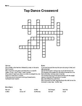 Tap Dance Crossword Puzzle by Just Keep Dancing | TPT