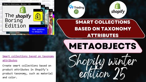 Smart Collections Based On Taxonomy Attributes : Metaobjects || Shopif ...