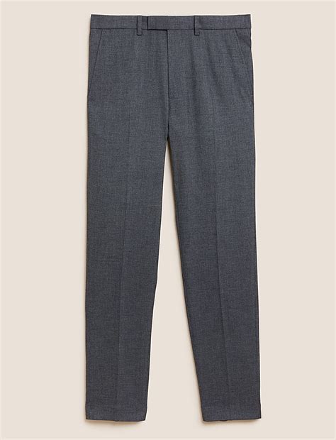 Buy Tailored Fit Textured Stretch Trousers at Marks & Spencer